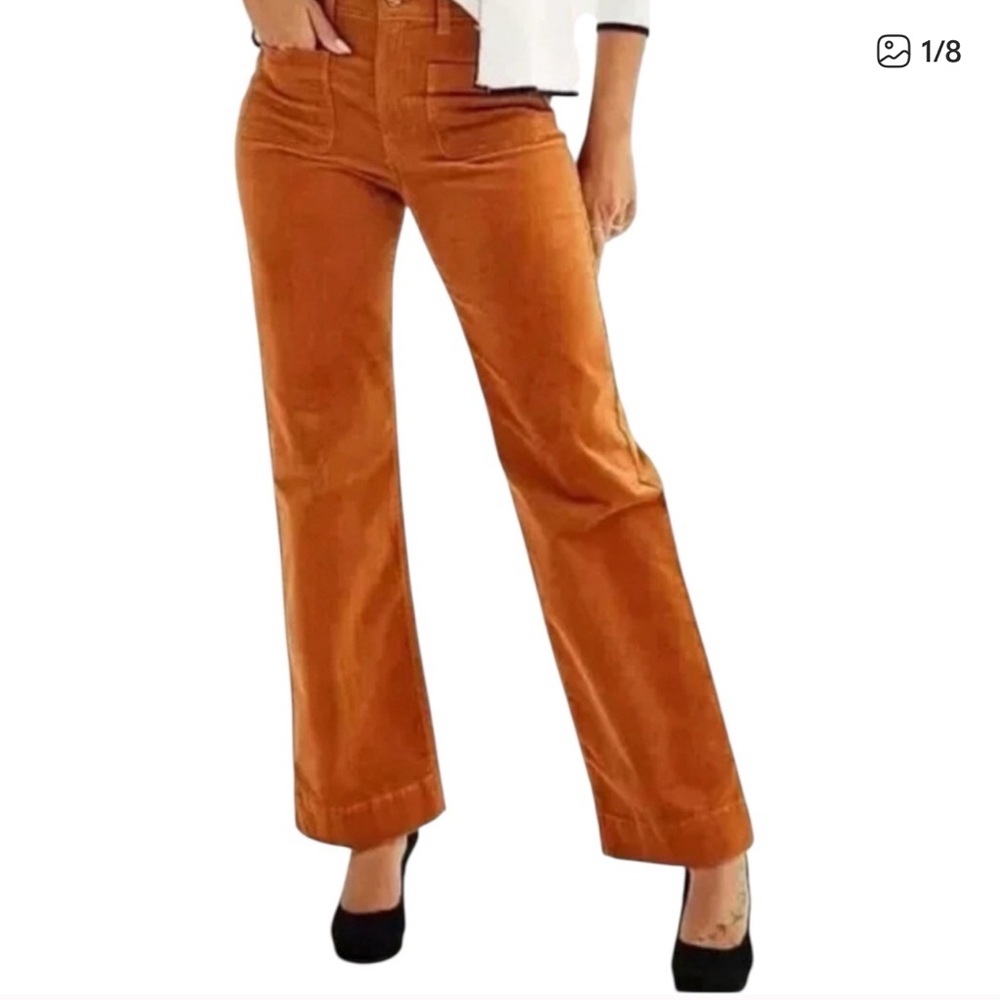 DRAPER JAMES RSVP Wide Leg Corduroy Pants in Cinnamon Fall Orange Size 10